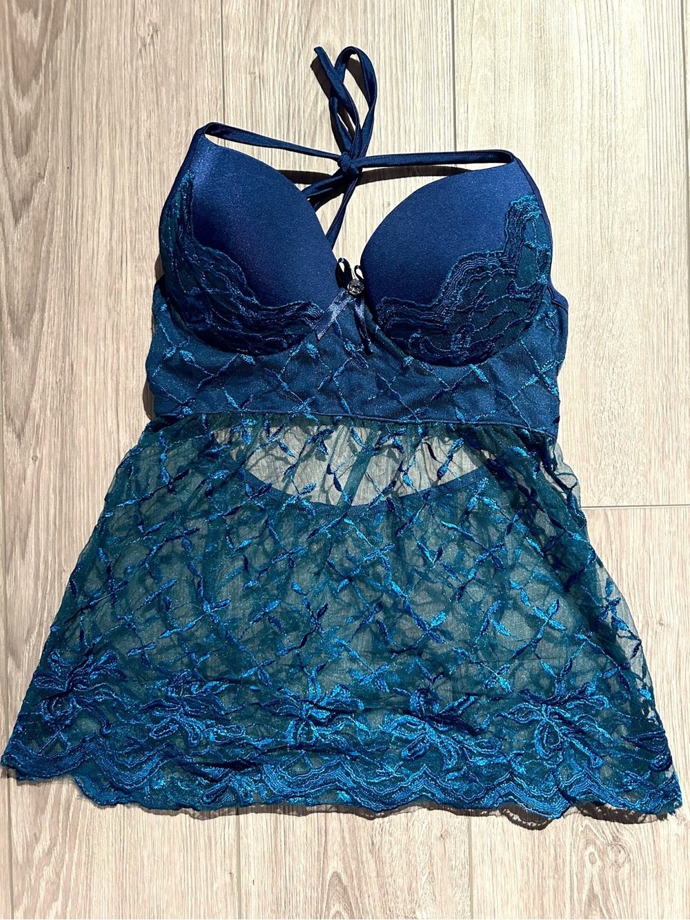 Coquette Royal Blue Lace Halter Top